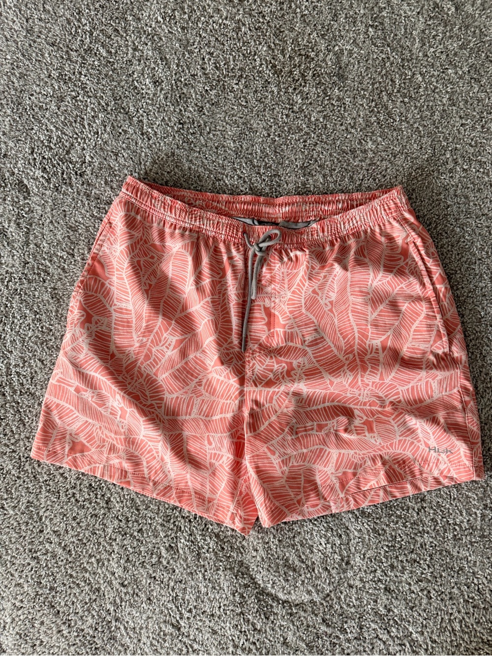 HUK Men’s Coral Leaf Print Swim Trunks
